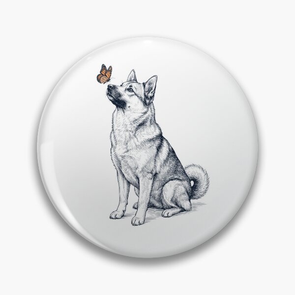 Item preview, Vintage Norwegian Buhund with Butterfly Dog Lover designed and sold by DoodleTortle.