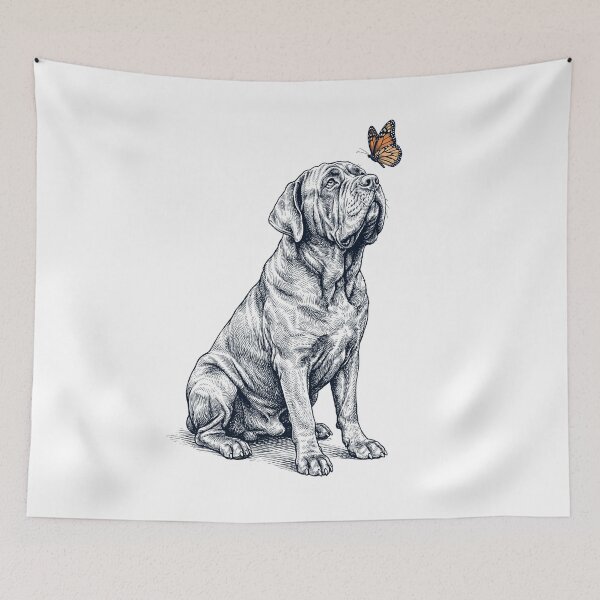 Item preview, Vintage Neapolitan Mastiff with Butterfly Dog Lover designed and sold by DoodleTortle.