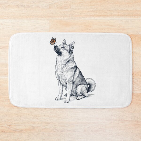 Item preview, Vintage Norwegian Buhund with Butterfly Dog Lover designed and sold by DoodleTortle.