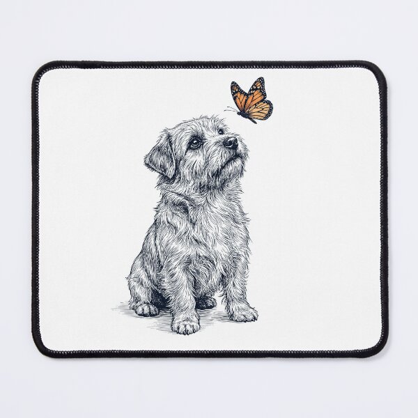 Item preview, Vintage Norwich Terrier with Butterfly Dog Lover designed and sold by DoodleTortle.