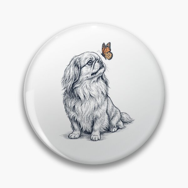 Artikelvorschau, Vintage-Pekinese mit Schmetterling – Hundeliebhaber entworfen und verkauft von DoodleTortle.