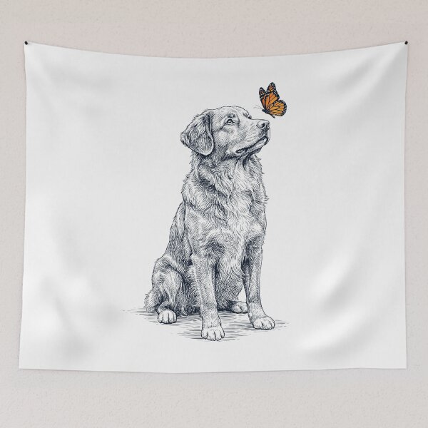 Item preview, Vintage Nova Scotia Duck Tolling Retriever with Butterfly Dog Lover designed and sold by DoodleTortle.