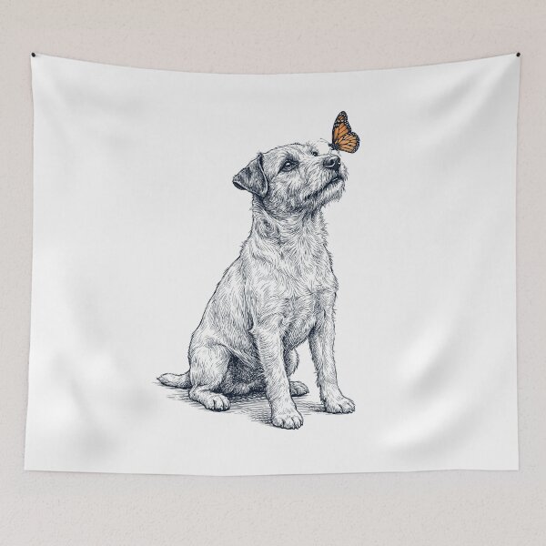 Item preview, Vintage Patterdale Terrier with Butterfly Dog Lover designed and sold by DoodleTortle.