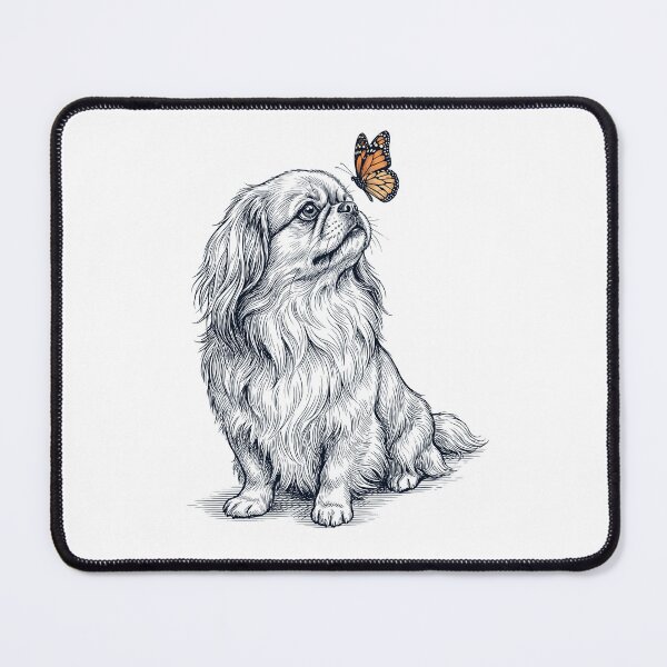 Item preview, Vintage Pekingese with Butterfly Dog Lover designed and sold by DoodleTortle.