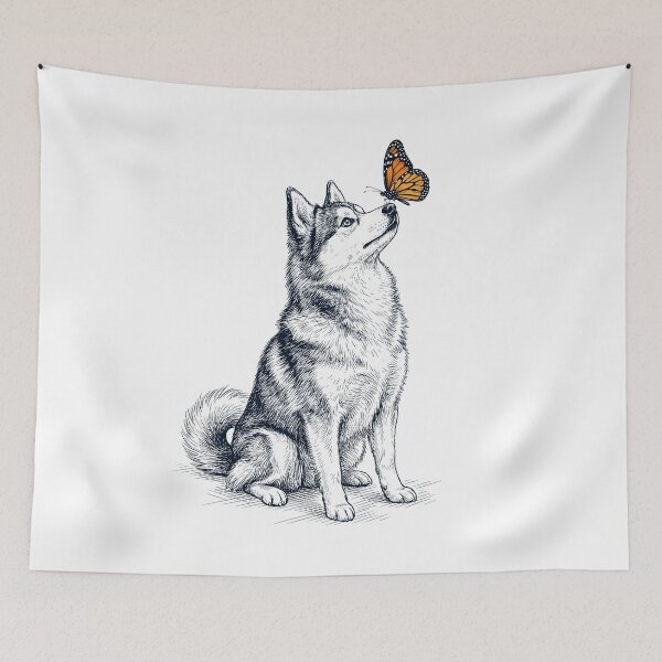 Item preview, Vintage Pomsky with Butterfly Dog Lover designed and sold by DoodleTortle.