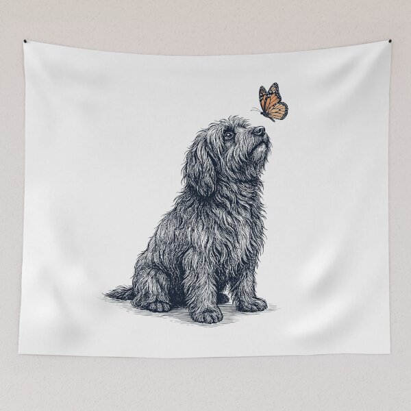 Item preview, Vintage Puli with Butterfly Dog Lover designed and sold by DoodleTortle.