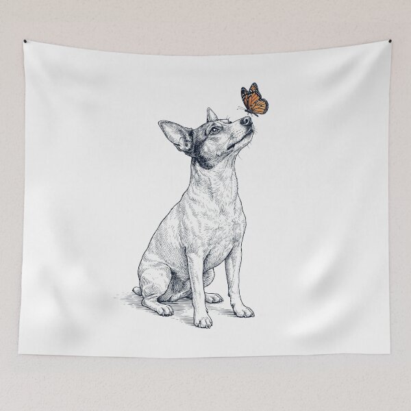 Item preview, Vintage Rat Terrier with Butterfly Dog Lover designed and sold by DoodleTortle.
