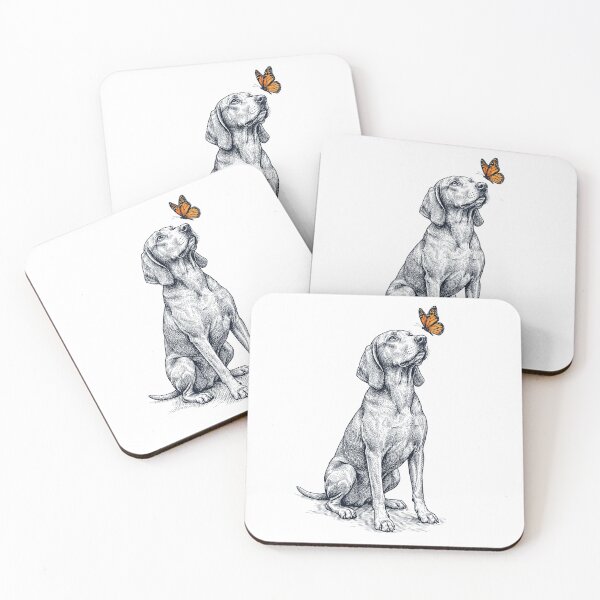 Item preview, Vintage Redbone Coonhound with Butterfly Dog Lover designed and sold by DoodleTortle.