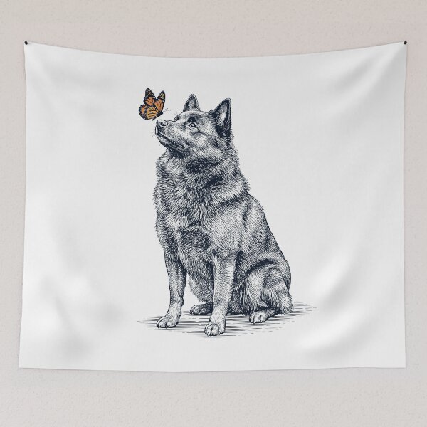 Item preview, Vintage Schipperke with Butterfly Dog Lover designed and sold by DoodleTortle.