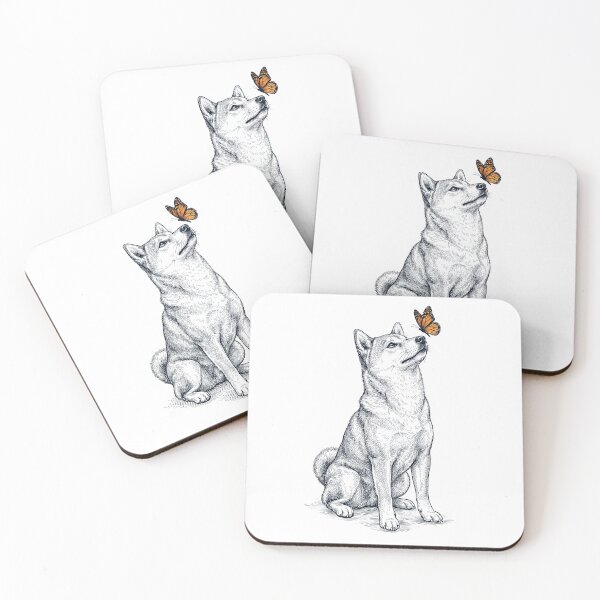 Item preview, Vintage Shiba Inu with Butterfly Dog Lover designed and sold by DoodleTortle.