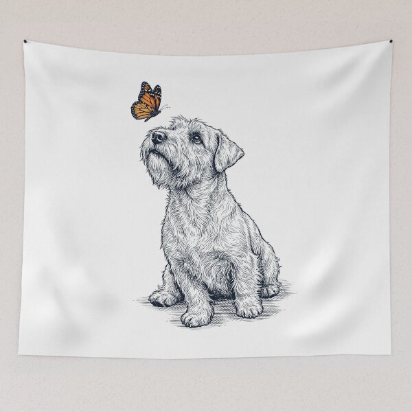 Item preview, Vintage Sealyham Terrier with Butterfly Dog Lover designed and sold by DoodleTortle.