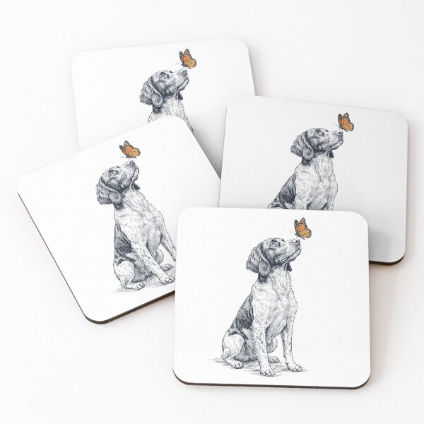Item preview, Vintage Small Munsterlander Pointer with Butterfly Dog Lover designed and sold by DoodleTortle.
