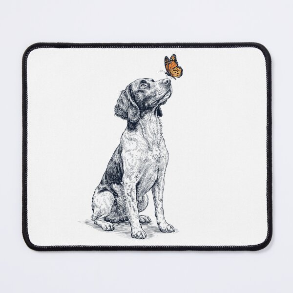 Item preview, Vintage Small Munsterlander Pointer with Butterfly Dog Lover designed and sold by DoodleTortle.