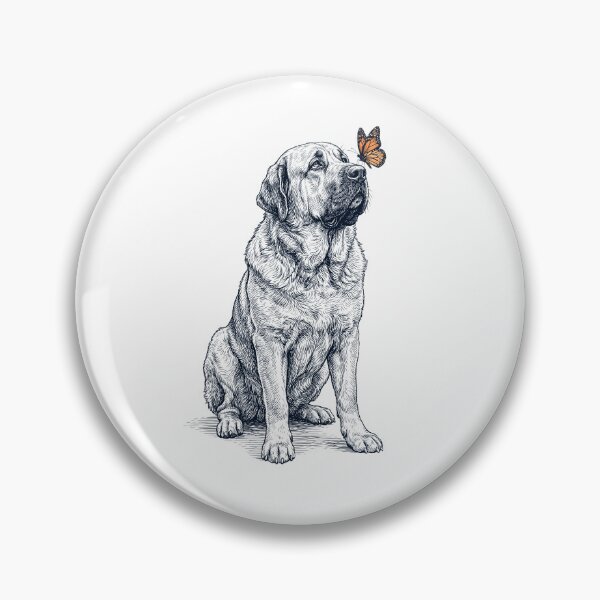 Aperçu de l'œuvre Mastiff espagnol vintage avec papillon, amoureux des chiens créée et vendue par DoodleTortle.