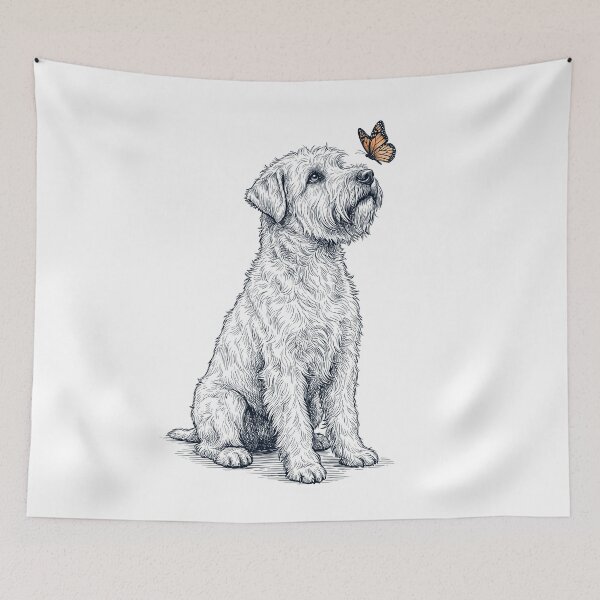 Item preview, Vintage Soft Coated Wheaten Terrier with Butterfly Dog Lover designed and sold by DoodleTortle.