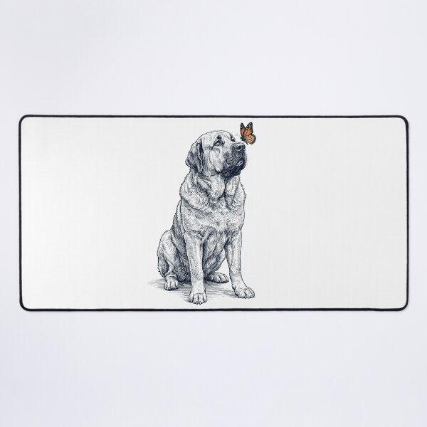 Aperçu de l'œuvre Mastiff espagnol vintage avec papillon, amoureux des chiens créée et vendue par DoodleTortle.