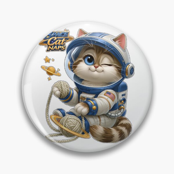 Item preview, Space Cat Naps Cute Astronaut Kitten with Yarn Planet designed and sold by Marcikart.