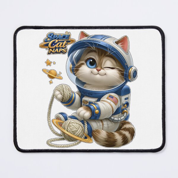 Item preview, Space Cat Naps Cute Astronaut Kitten with Yarn Planet designed and sold by Marcikart.
