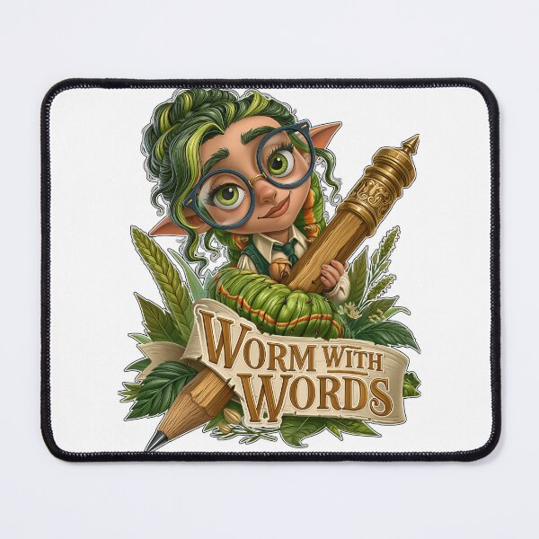 Item preview, Worm With Words Cute Fantasy Elf Bookworm and Caterpillar designed and sold by Marcikart.