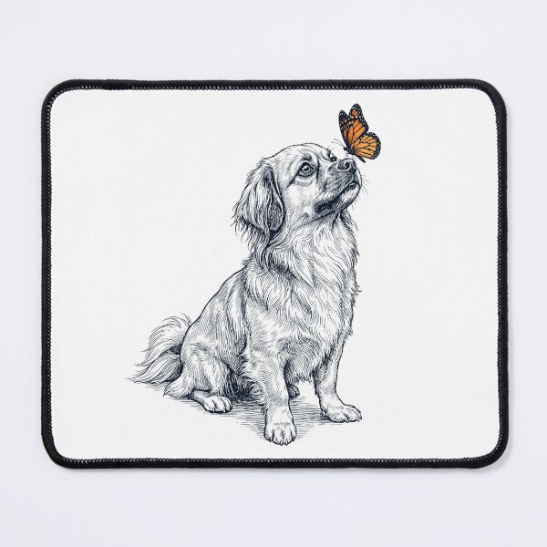 Item preview, Vintage Tibetan Spaniel with Butterfly Dog Lover designed and sold by DoodleTortle.