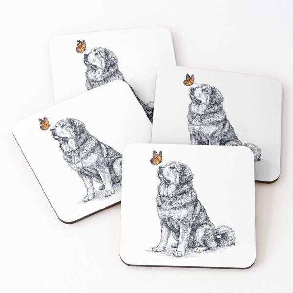 Item preview, Vintage Tibetan Mastiff with Butterfly Dog Lover designed and sold by DoodleTortle.
