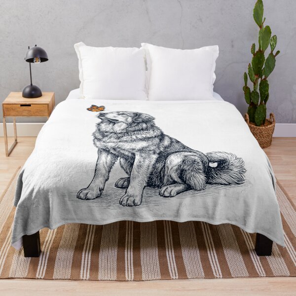 Item preview, Vintage Tibetan Mastiff with Butterfly Dog Lover designed and sold by DoodleTortle.