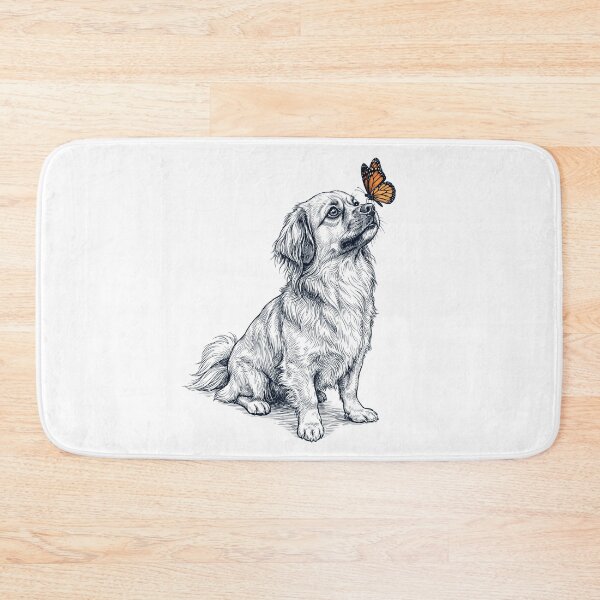 Item preview, Vintage Tibetan Spaniel with Butterfly Dog Lover designed and sold by DoodleTortle.