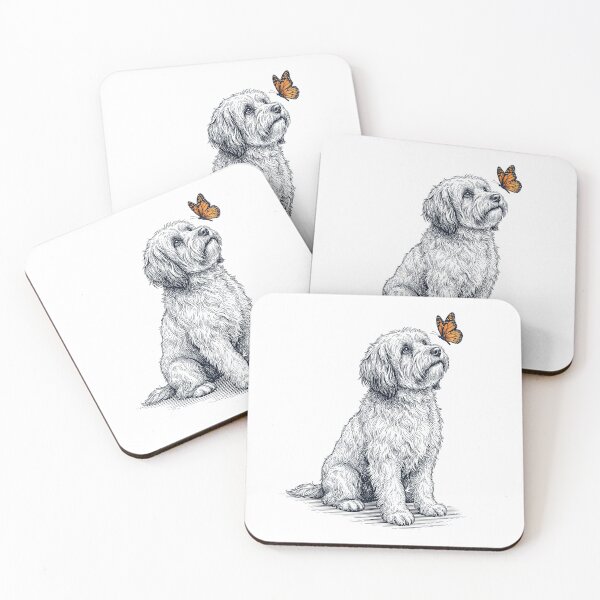 Item preview, Vintage Tibetan Terrier with Butterfly Dog Lover designed and sold by DoodleTortle.