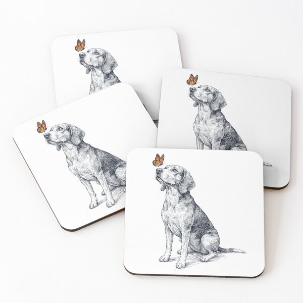 Item preview, Vintage Treeing Walker Coonhound with Butterfly Dog Lover designed and sold by DoodleTortle.