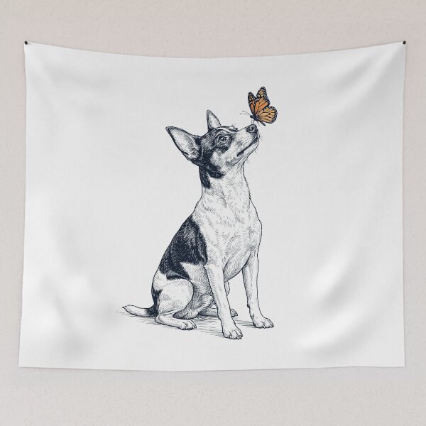 Item preview, Vintage Toy Fox Terrier with Butterfly Dog Lover designed and sold by DoodleTortle.