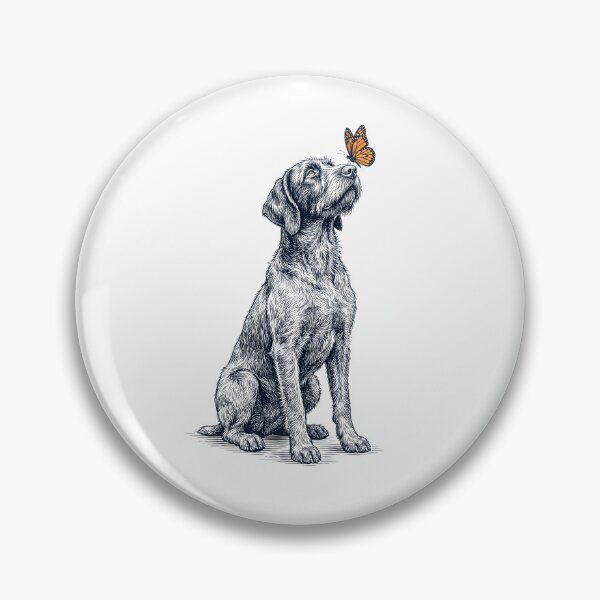 Item preview, Vintage Wirehaired Pointing Griffon with Butterfly Dog Lover designed and sold by DoodleTortle.