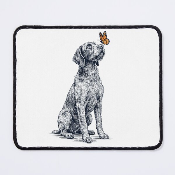 Item preview, Vintage Wirehaired Pointing Griffon with Butterfly Dog Lover designed and sold by DoodleTortle.