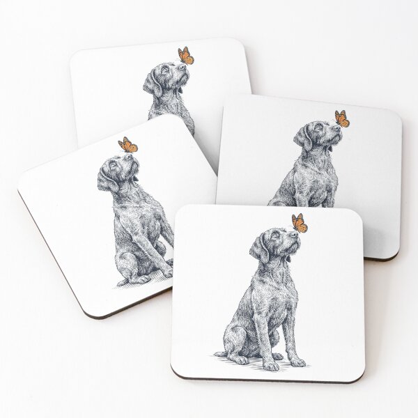 Item preview, Vintage Wirehaired Pointing Griffon with Butterfly Dog Lover designed and sold by DoodleTortle.