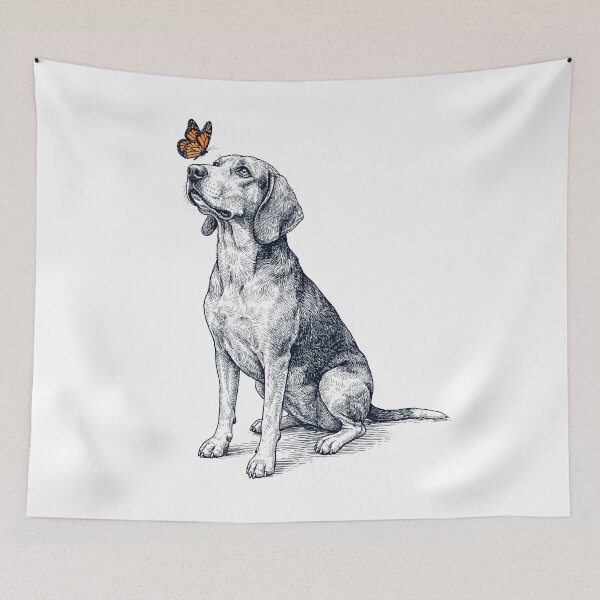Item preview, Vintage Treeing Walker Coonhound with Butterfly Dog Lover designed and sold by DoodleTortle.