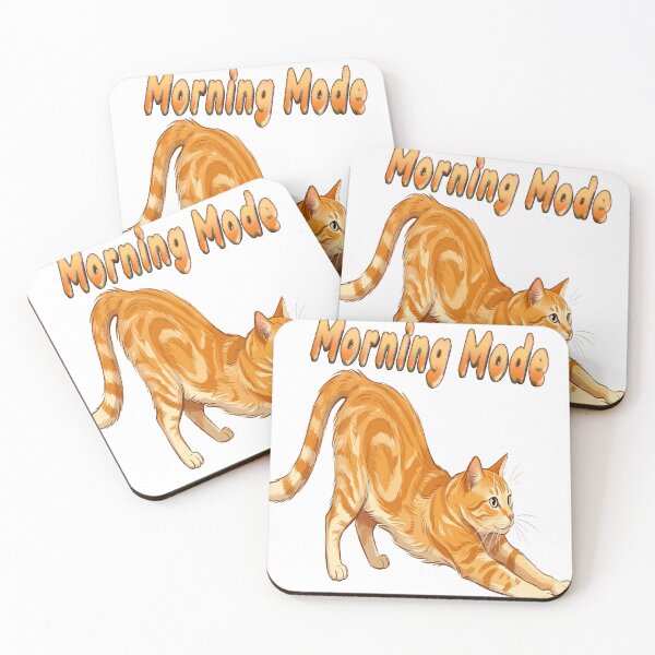 Item preview, Morning Mode Orange Cat Stretching Funny Cat Lover Gift Sticker Mug Design designed and sold by AmazingEG.