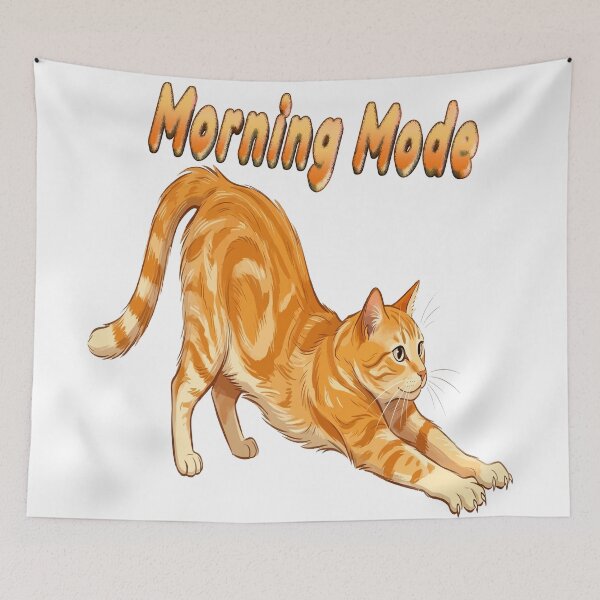 Item preview, Morning Mode Orange Cat Stretching Funny Cat Lover Gift Sticker Mug Design designed and sold by AmazingEG.