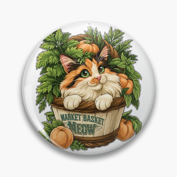 Item preview, Market Basket Meow Cute Cat with Fresh Vegetables and Pumpkins designed and sold by Marcikart.