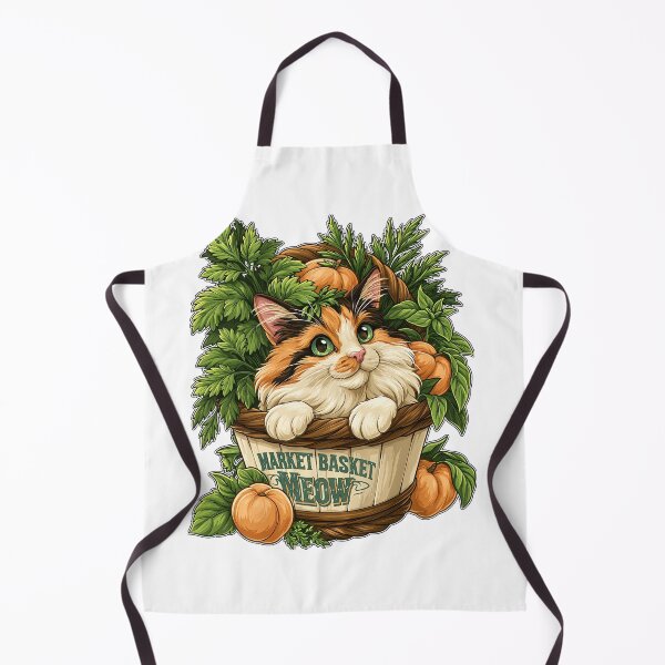 Item preview, Market Basket Meow Cute Cat with Fresh Vegetables and Pumpkins designed and sold by Marcikart.