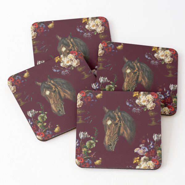 Item preview, Dark Burgundy Elegant Vintage Horse Floral designed and sold by tanjica.