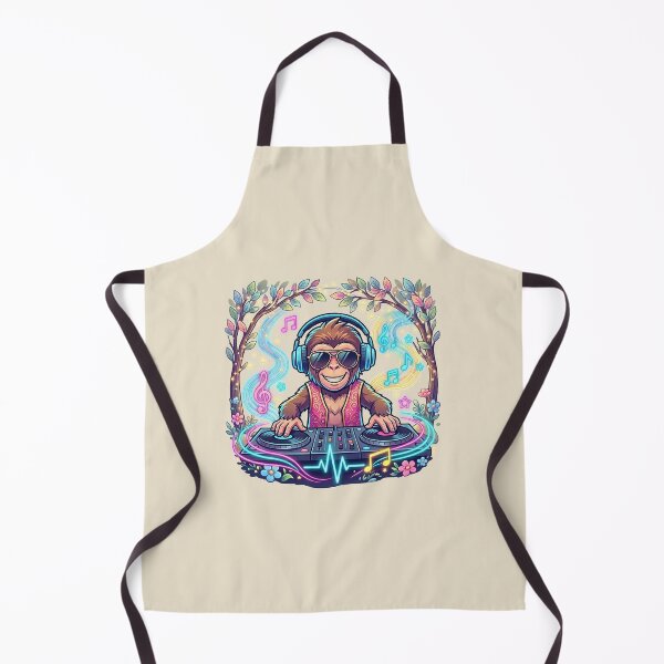 Item preview, DJ Monkey Musical Jungle - Vibrant EDM Chimp with Neon Music Notes designed and sold by Style-InkPulse.