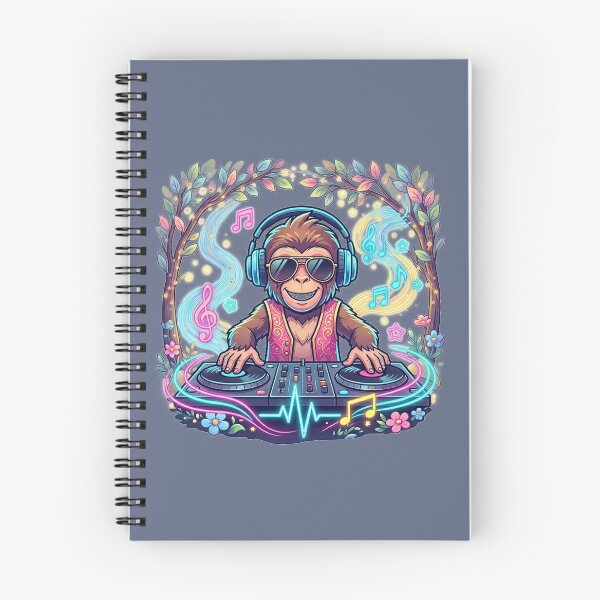 Item preview, DJ Monkey Musical Jungle - Vibrant EDM Chimp with Neon Music Notes designed and sold by Style-InkPulse.