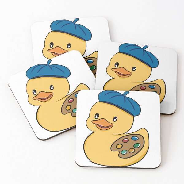 Item preview, Cute Kawaii Artist Rubber Duck with Blue Beret and Palette Sticker designed and sold by LYAN-STORE.