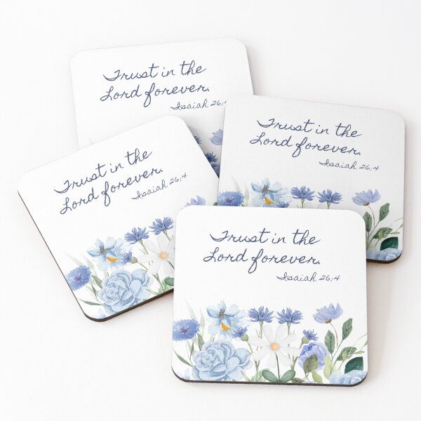 Item preview, Trust in the Lord Forever Isaiah 26:4 Blue Floral Christian Scripture Design designed and sold by MacheSmith.