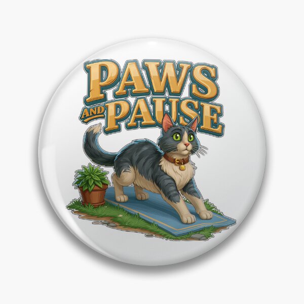Item preview, Paws And Pause Funny Yoga Cat Stretching on Mat designed and sold by Marcikart.