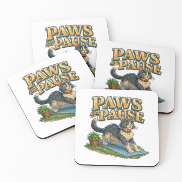 Item preview, Paws And Pause Funny Yoga Cat Stretching on Mat designed and sold by Marcikart.