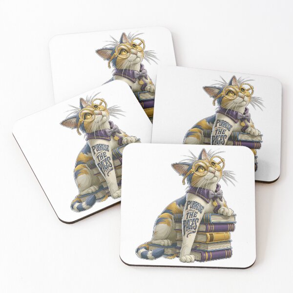 Item preview, Purruse The Pages Cute Bookworm Cat with Glasses and Books designed and sold by Marcikart.