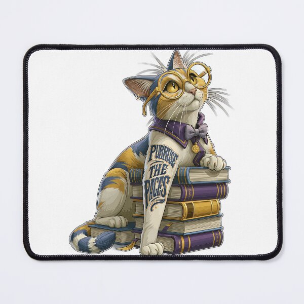 Item preview, Purruse The Pages Cute Bookworm Cat with Glasses and Books designed and sold by Marcikart.