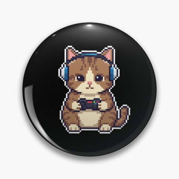 Item preview, Cute Pixel Gamer Cat with Blue Headphones designed and sold by BlurBlurDesign.