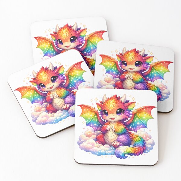 Item preview, Dragon Tales Rainbow Baby Dragon - Cute Kawaii Fantasy designed and sold by EchoPrint Co..