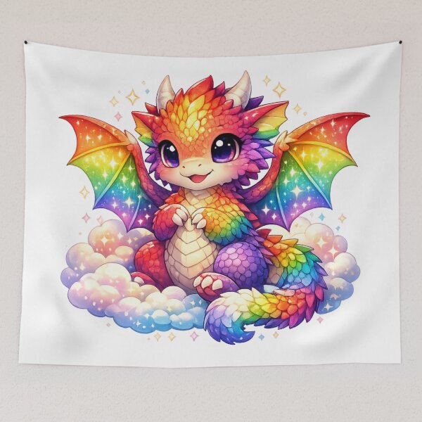 Item preview, Dragon Tales Rainbow Baby Dragon - Cute Kawaii Fantasy designed and sold by EchoPrint Co..